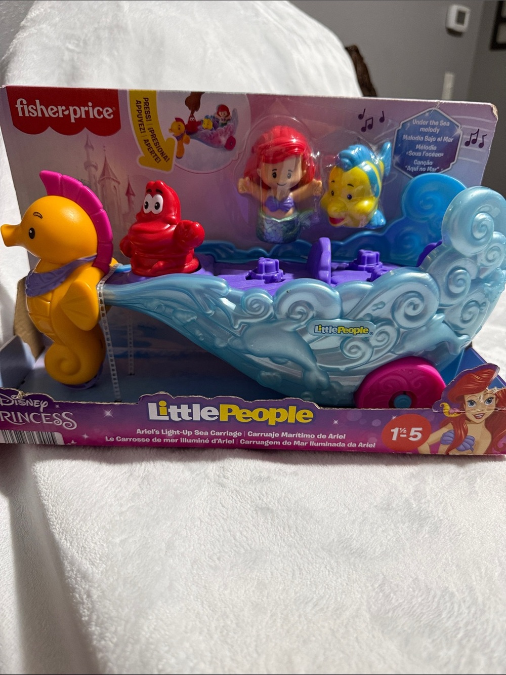 Fisher-Price Little People Ariel Sea Carriage in Blue & Pink